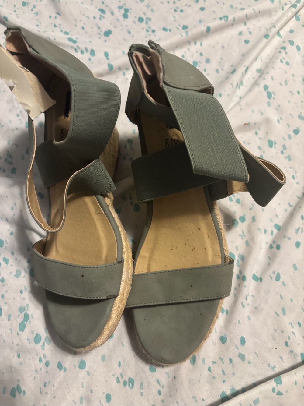 George Olive Green Espadrille Wedge Sandals